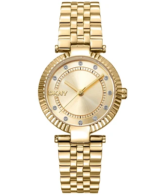 Dkny Women's Essential Glitz Gold-Tone Stainless Steel Bracelet Watch, 30mm
