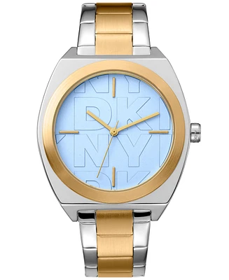 Dkny Women's Broadway Maxi Light Blue Dial Gold Two-Tone Stainless Steel Bracelet Watch 38mm