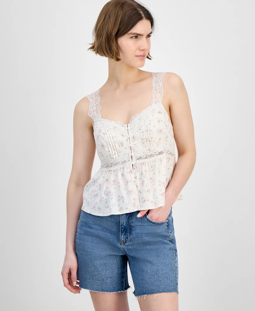 And Now This Women's Lace-Trim Floral Peplum Top, Exclusvely at Macy's