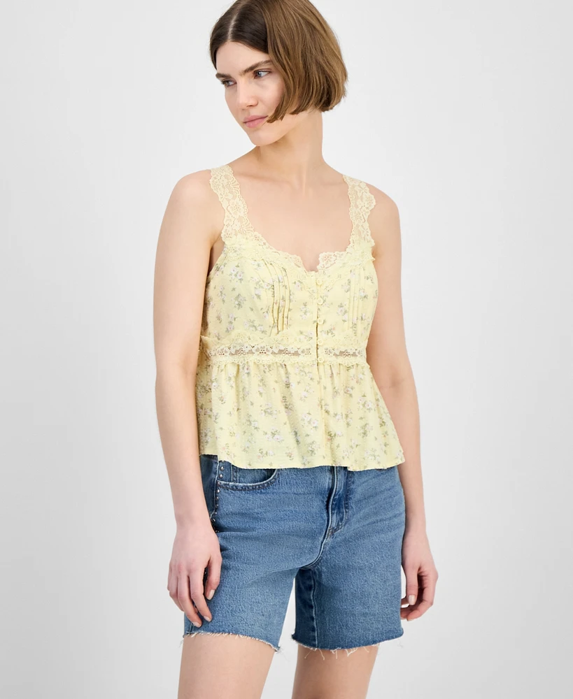 And Now This Women's Lace-Trim Floral Peplum Top, Exclusvely at Macy's