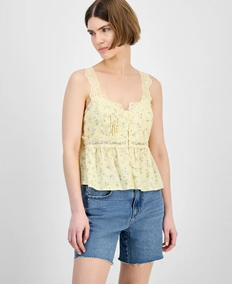 And Now This Women's Lace-Trim Floral Peplum Top, Exclusvely at Macy's