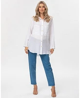 Pietro Brunelli Maternity Oversized Linen Blend Button-Front Lisa Shirt