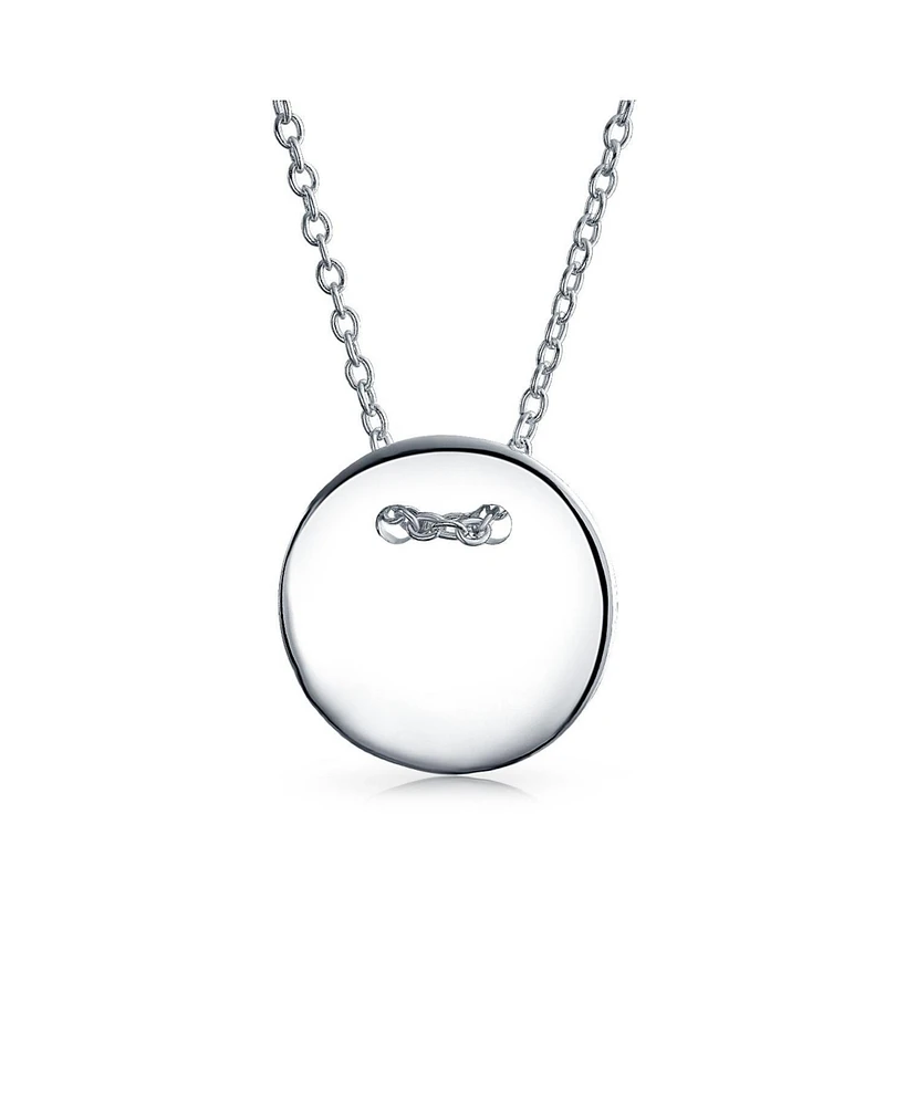 Bling Jewelry Minimalist Geometric Monogram Disc Pendant Necklace in Sterling Silver