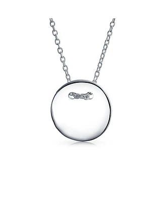 Bling Jewelry Minimalist Geometric Monogram Disc Pendant Necklace in Sterling Silver