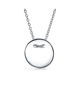 Bling Jewelry Minimalist Geometric Monogram Disc Pendant Necklace in Sterling Silver