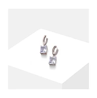 Sohi Women's Silver-Plated Stone Hoop Earrings