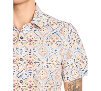 Paisley & Gray Men's Sawyer Slim Fit Short Sleeve Printed Button-Front Shirt