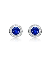 Classy Cubic Zirconia Round Halo Stud Earrings