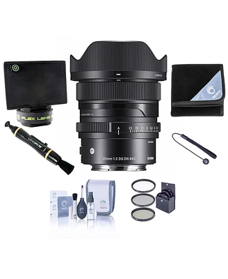 Sigma 20mm f/2 Dg Dn Contemporary Lens for Sony E, Bundle with ProOptic 62mm Filter Kit, Flex Lens Shade, Lens Wrap, Lens Cleaner, Cleaning Kit, Lens