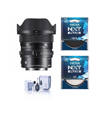 Sigma 20mm f/2 Dg Dn Contemporary Lens for L Mount, Bundle with Hoya Nxt Plus 62mm Uv+Cpl Filter Kit and Cleaning Kit