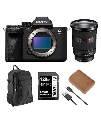Sony Alpha a7R V Mirrorless Camera with Fe 24-70mm f/2.8 Gm Ii Lens, Bundle with Backpack, Np-FZ100 Battery, 128GB Memory Card