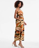 Msk Women's Cotton Pleated-Bodice Tie-Back Midi Dress