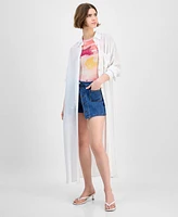 Bar Iii Women's Oversized Button-Front Long-Sleeve Shirt, Exclusively at Macy's