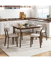 Wooden Dining Table with Rubber Wood Legs for 4 People