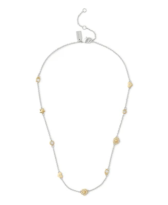 Coach Signature Tea Rose Heart Strand Necklace