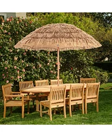 Thatched Tiki Umbrella with Foldable Stand Push Button Tilt
