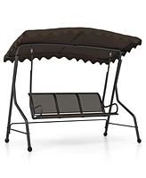 3-Seat Outdoor Porch Canopy Swing with Adjustable Shading