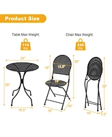 Gymax 3 Pcs Patio Bistro Set All-weather Metal Table & Chair Set for 2 Person Modern Furniture Set