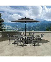 Mondawe 53-inch Powder Coated Cast Aluminum Outdoor Dining Table with Umbrella Hole