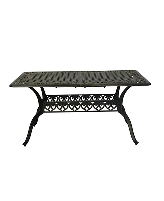 Mondawe Outdoor Cast Aluminum Rectangular Dining Table