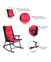 3 Pcs Outdoor Folding Rocking Chair Table Set Bistro Sets Patio Furniture
