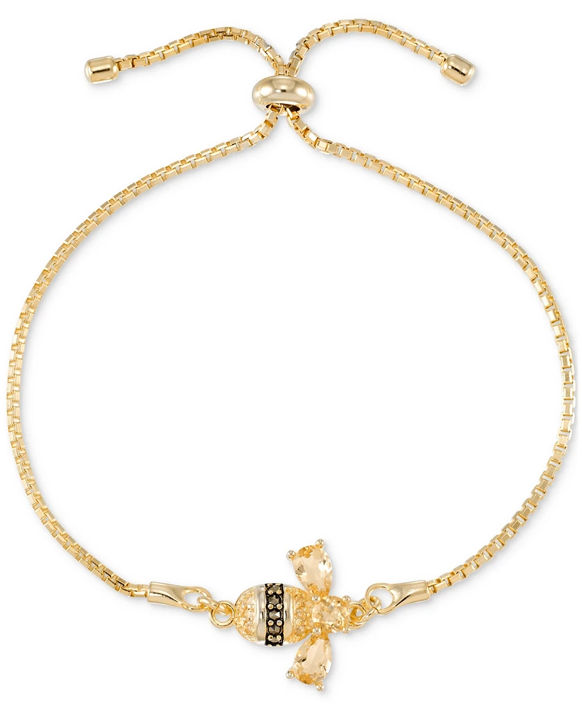 Citrine (2 ct. t.w.) & Marcasite Bee Bolo Bracelet in 18k Gold-Plated Sterling Silver