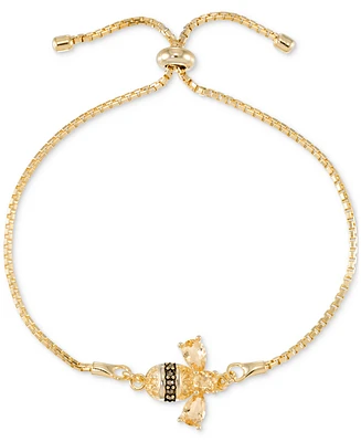Citrine (2 ct. t.w.) & Marcasite Bee Bolo Bracelet in 18k Gold-Plated Sterling Silver