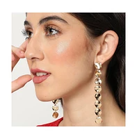Sohi Women's Gold Plated Designer Dented Drop Earrings