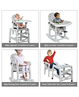 Costway Toddler 3 1 High Chair Adjustable Seat Back and Removable Trays