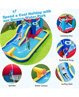Costway Kids 6-in-1 Inflatable Water Castle Bouncer with 50 Ocean Balls & 735W Blower