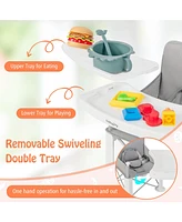 Costway Baby Travel Booster Seat with Double Tray Portable Folding Dining Chair