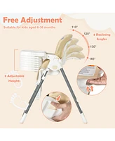 Costway Baby Foldable High Chair w/ Double Removable Trays
