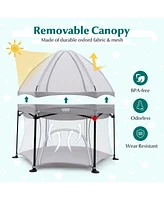 Costway Baby 1PCS 53'' Outdoor Playpen w/ Canopy & Carrying Bag Portable
