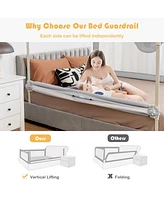 Costway Toddler 57'' Bed Rails Vertical Lifting Bedrail Guard with Lock
