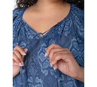 Liverpool Los Angeles Plus Flutter-Sleeve Tie-Front Woven Top