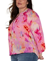 Liverpool Los Angeles Plus Printed Long-Sleeve Blouse