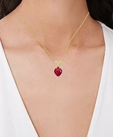 2-Pc. Set Lab Grown Ruby Heart Pendant Necklace & Matching Stud Earrings (1-3/4 ct. t.w.) in 14k Gold-Plated Sterling Silver