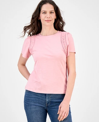 Nautica Jeans Women's Cotton Flutter-Sleeve T-Shirt