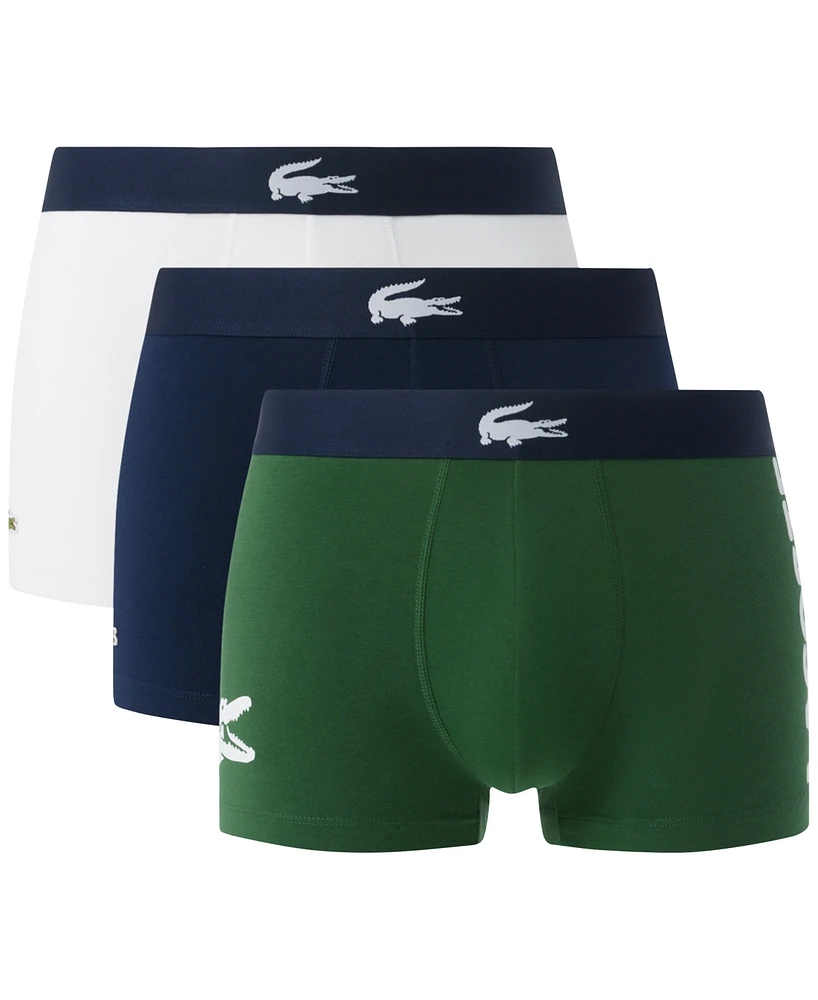 Lacoste Men's 3-Pack Regular-Fit Big Croc Logo Trunk Underwear