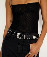 Good American Women's Wide Studded Faux-Leather Western Belt