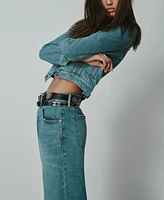 Good American Women's Skinny Faux-Leather Western Belt