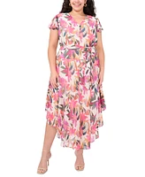 Vince Camuto Plus Printed Flutter-Sleeve Maxi Dress