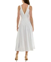 Taylor Women's V-Neck Lace-Trim Pleated A-Line Dress