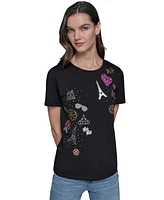 Karl Lagerfeld Paris Women's Embellished Graphic T-Shirt