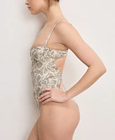 Good American Women's Snake-Print Underwire One-Piece Swimsuit