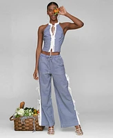 Avec Les Filles Women's Side-Tie Straight-Leg Pants