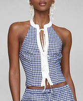 Avec Les Filles Women's Mandarin-Collar Halter Top