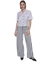 Karl Lagerfeld Paris Women's Cropped Short-Sleeve Shirt