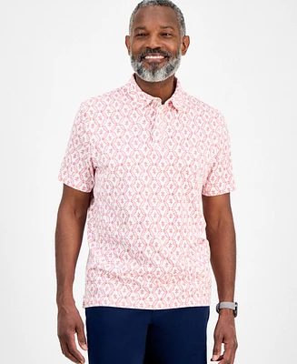 Club Room Men's Ted Short Sleeve Medallion Print Polo Shirt, Exclusively at Macy's