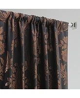 Half Price Drapes Magdelena Black & Copper Damask Faux Silk Jacquard Room Darkening Curtain